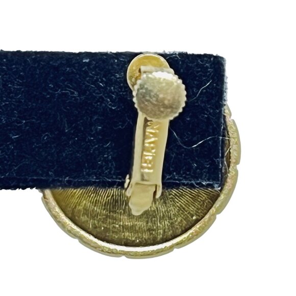 Vintage Napier Quilted Round Gold Tone Clip On Earrings Signed (5483) - Picture 7 of 7